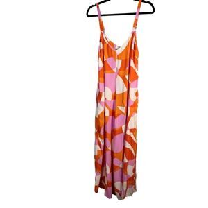 Label of Love, Size Small, Bright Orange & Pink Graphic Wide Leg Jumpsuit, Flowy